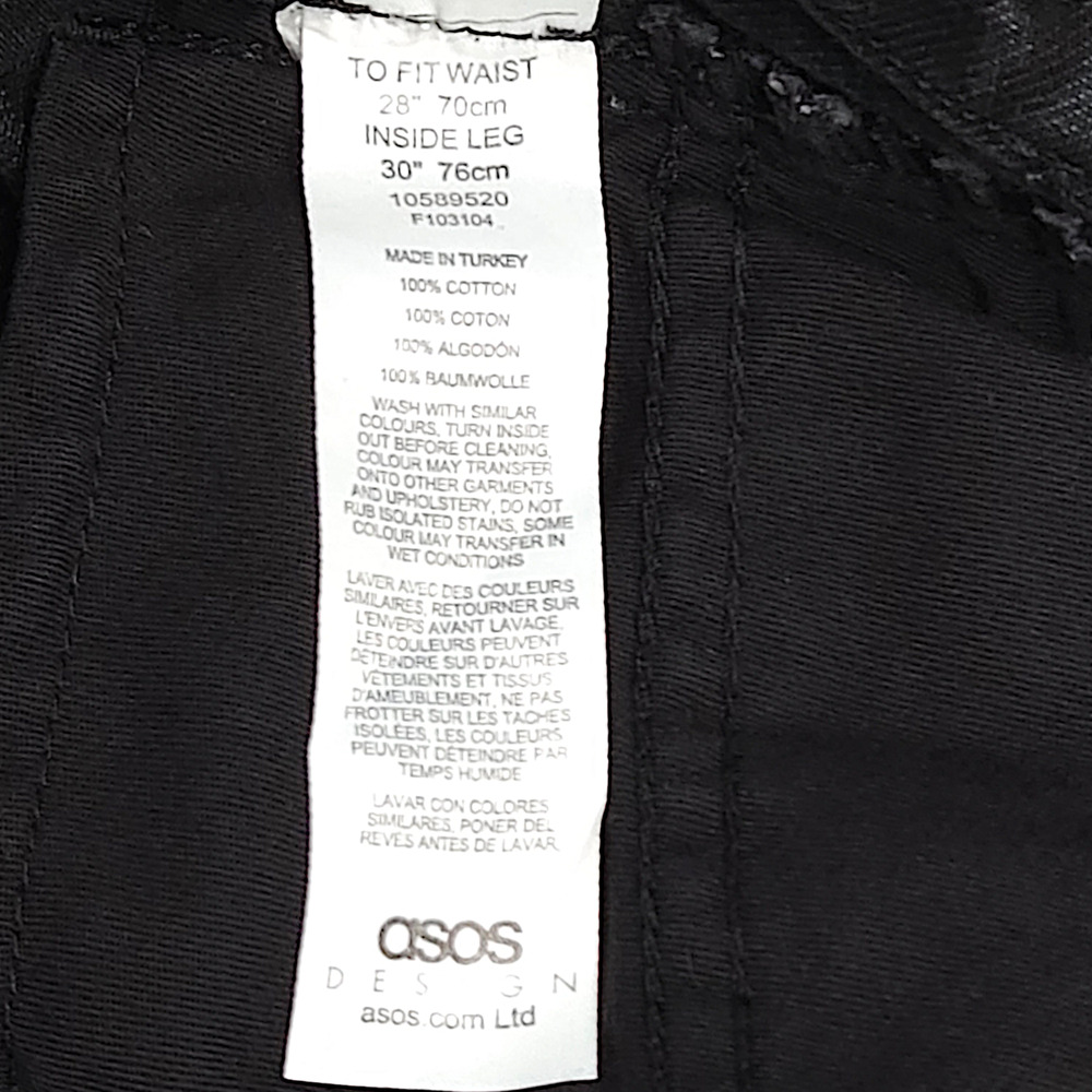 EUC ASOS 100% Cotton Button Fly Straight Leg Denim Jeans Sz. 28x29‎ Black - Picture 6 of 8